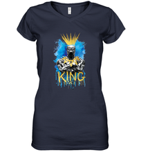 Load image into Gallery viewer, Marvel Black Panther King T�Challa Blue and Gold Women's V-Neck T-Shirt