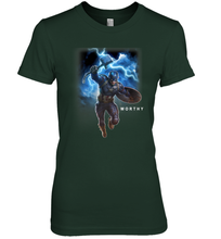 Load image into Gallery viewer, Marvel Avengers Endgame Captain America Worthy Action Pose Women's Premium T-Shirt