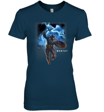 Load image into Gallery viewer, Marvel Avengers Endgame Captain America Worthy Action Pose Women's Premium T-Shirt