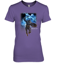 Load image into Gallery viewer, Marvel Avengers Endgame Captain America Worthy Action Pose Women's Premium T-Shirt