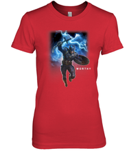 Load image into Gallery viewer, Marvel Avengers Endgame Captain America Worthy Action Pose Women's Premium T-Shirt