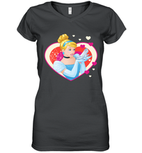 Load image into Gallery viewer, Disney Cinderella Valentine's Sparkle Hearts Women's V-Neck T-Shirt