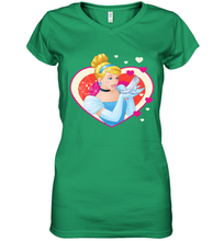 Load image into Gallery viewer, Disney Cinderella Valentine's Sparkle Hearts Women's V-Neck T-Shirt