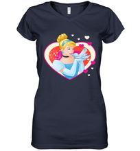 Load image into Gallery viewer, Disney Cinderella Valentine's Sparkle Hearts Women's V-Neck T-Shirt