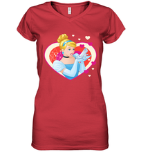 Load image into Gallery viewer, Disney Cinderella Valentine's Sparkle Hearts Women's V-Neck T-Shirt