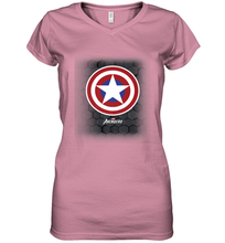 Load image into Gallery viewer, Marvel Gamerverse Captain America Symbol Hexagon Background Women's V-Neck T-Shirt