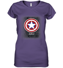 Load image into Gallery viewer, Marvel Gamerverse Captain America Symbol Hexagon Background Women's V-Neck T-Shirt