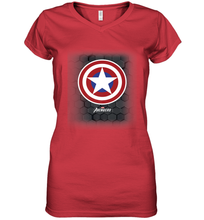 Load image into Gallery viewer, Marvel Gamerverse Captain America Symbol Hexagon Background Women's V-Neck T-Shirt