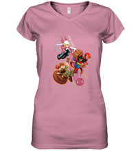 Load image into Gallery viewer, Marvel Rising Secret Warriors Group Shot Action Pose Women's V-Neck T-Shirt