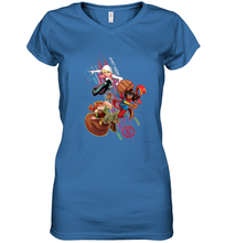 Load image into Gallery viewer, Marvel Rising Secret Warriors Group Shot Action Pose Women's V-Neck T-Shirt