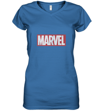 Load image into Gallery viewer, Marvel Classic Distressed Logo Women's V-Neck T-Shirt