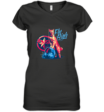 Load image into Gallery viewer, Marvel Captain Marvel Fly High Goose Cat Women's V-Neck T-Shirt