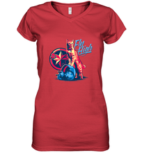 Load image into Gallery viewer, Marvel Captain Marvel Fly High Goose Cat Women's V-Neck T-Shirt