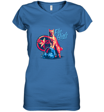 Load image into Gallery viewer, Marvel Captain Marvel Fly High Goose Cat Women's V-Neck T-Shirt