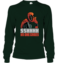 Load image into Gallery viewer, Marvel Deadpool SHHH No One Cares Whisper Long Sleeve T-Shirt