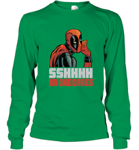 Load image into Gallery viewer, Marvel Deadpool SHHH No One Cares Whisper Long Sleeve T-Shirt
