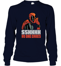 Load image into Gallery viewer, Marvel Deadpool SHHH No One Cares Whisper Long Sleeve T-Shirt