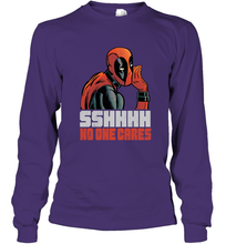 Load image into Gallery viewer, Marvel Deadpool SHHH No One Cares Whisper Long Sleeve T-Shirt