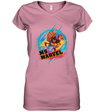 Load image into Gallery viewer, Marvel Rising Secret Warriors Ms. Marvel Portrait Logo Women's V-Neck T-Shirt
