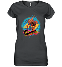 Load image into Gallery viewer, Marvel Rising Secret Warriors Ms. Marvel Portrait Logo Women's V-Neck T-Shirt