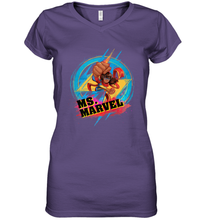 Load image into Gallery viewer, Marvel Rising Secret Warriors Ms. Marvel Portrait Logo Women's V-Neck T-Shirt
