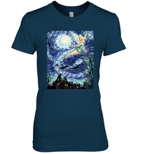 Load image into Gallery viewer, Disney Peter Pan Tinker Bell Starry Night Portrait Women's Premium T-Shirt