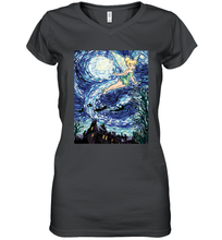 Load image into Gallery viewer, Disney Peter Pan Tinker Bell Starry Night Portrait Women's V-Neck T-Shirt