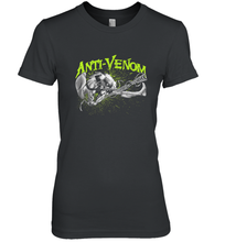 Load image into Gallery viewer, Marvel Anti Venom Green Splatter Web Swing Action Shot Women's Premium T-Shirt