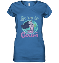 Load image into Gallery viewer, Disney Moana Born To Be In The Ocean Painted Women's V-Neck T-Shirt