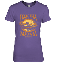 Load image into Gallery viewer, Disney The Lion King Live Action Hakuna Matata Sunset Poster Women's Premium T-Shirt
