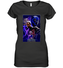 Load image into Gallery viewer, Marvel Black Panther Movie Wakanda Purple Poster Women's V-Neck T-Shirt