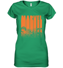 Load image into Gallery viewer, Marvel Avengers Halloween Logo Character Stencil Women's V-Neck T-Shirt