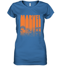 Load image into Gallery viewer, Marvel Avengers Halloween Logo Character Stencil Women's V-Neck T-Shirt