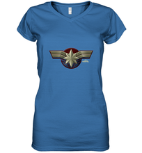 Load image into Gallery viewer, Marvel Captain Marvel Movie Chest Symbol Women's V-Neck T-Shirt