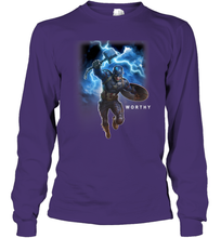 Load image into Gallery viewer, Marvel Avengers Endgame Captain America Worthy Action Pose Long Sleeve T-Shirt