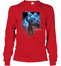 Load image into Gallery viewer, Marvel Avengers Endgame Captain America Worthy Action Pose Long Sleeve T-Shirt