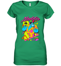 Load image into Gallery viewer, Disney Aladdin Genie In A Shirt Retro Abstract Women's V-Neck T-Shirt