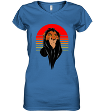 Load image into Gallery viewer, Disney Lion King Retro Scar Striped Portrait Women's V-Neck T-Shirt