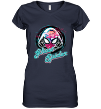 Load image into Gallery viewer, Marvel Rising Secret Warriors Ghost Spider Portrait Badge Women's V-Neck T-Shirt