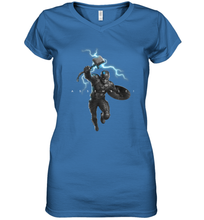 Load image into Gallery viewer, Marvel Avengers Endgame Captain America Assemble Lightning Women's V-Neck T-Shirt