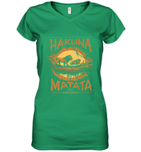 Load image into Gallery viewer, Disney The Lion King Live Action Hakuna Matata Sunset Poster Women's V-Neck T-Shirt