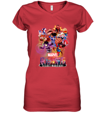 Load image into Gallery viewer, Marvel Rising Secret Warriors Hero Action Pose Collage Women's V-Neck T-Shirt