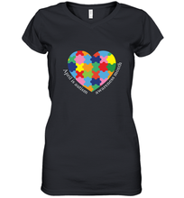 Load image into Gallery viewer, April is autism awareness month T shirt Women's V-Neck T-Shirt