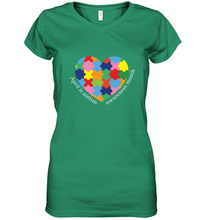 Load image into Gallery viewer, April is autism awareness month T shirt Women's V-Neck T-Shirt