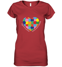 Load image into Gallery viewer, April is autism awareness month T shirt Women's V-Neck T-Shirt