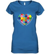 Load image into Gallery viewer, April is autism awareness month T shirt Women's V-Neck T-Shirt