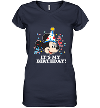 Load image into Gallery viewer, Disney Mickey Mouse It�s My Birthday Women's V-Neck T-Shirt