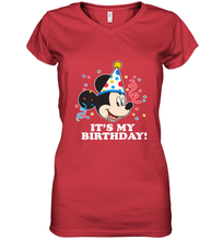 Load image into Gallery viewer, Disney Mickey Mouse It�s My Birthday Women's V-Neck T-Shirt