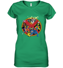 Load image into Gallery viewer, Marvel X Men Animated Series Logo Retro 90s Women's V-Neck T-Shirt