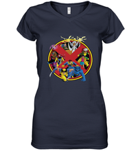 Load image into Gallery viewer, Marvel X Men Animated Series Logo Retro 90s Women's V-Neck T-Shirt